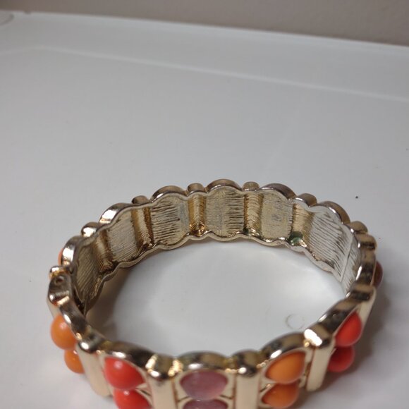 6.75 Inch Orange And Pink Hinged Bracelet - Picture 6 of 7